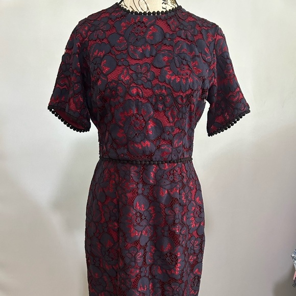 Charles Henry Dresses & Skirts - Charles Henry Blue and Red Sheath Midi Dress. Med Petite. Lined